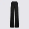 Rick Owens High Waist Wide Leg Trousers With Satin Finish In Black