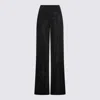 Rick Owens High Waist Wide Leg Trousers With Satin Finish