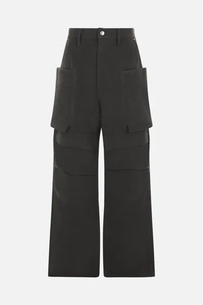 Rick Owens Stefan Cotton Cargo Trousers In Dark Dust