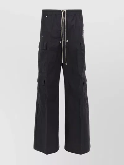 Rick Owens Trousers Featuring Cargo Pockets And Elastic Waistband In Black