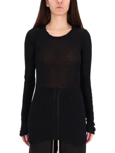 Rick Owens Tshirt A Maniche Lunge In Black