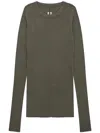 Rick Owens Long Sleeve Round Neck Knit Top In Green