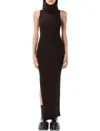 Rick Owens Ankle-length Tube Dress With Turtle Neck In Black
