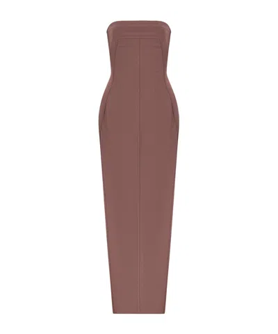 Rick Owens Strapless Panelled Dress In Brown