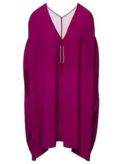 Pre-owned Rick Owens Tulle V-neck Babel Kaftan Tunic In Fuxia