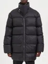 Rick Owens High Collar Long Padded Quilted Jacket In Black