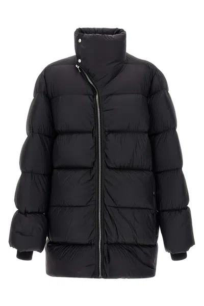 Rick Owens Turtle Quilted Down Coat In Blue