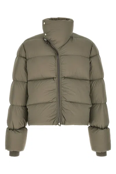 Rick Owens Turtle Down Jacket Cropped High Collar In Green