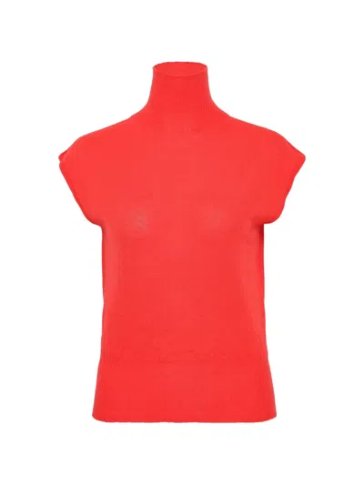 Rick Owens Turtle Lightweight Cashmere Blouse In Red
