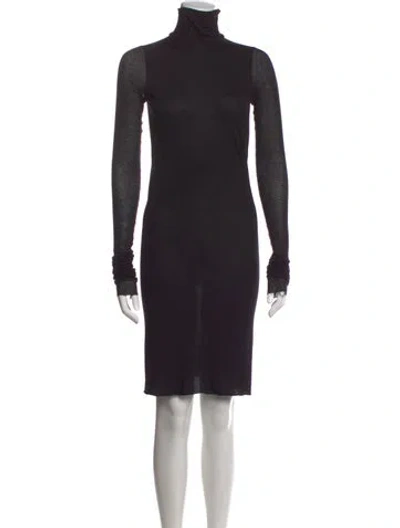 Pre-owned Rick Owens Turtleneck Knee-length Dress In Black