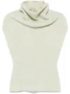 Rick Owens Crater Rib Cowl Neck Sweater In Green