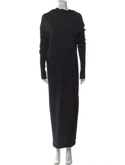 Pre-owned Rick Owens Turtleneck Long Dress In Black