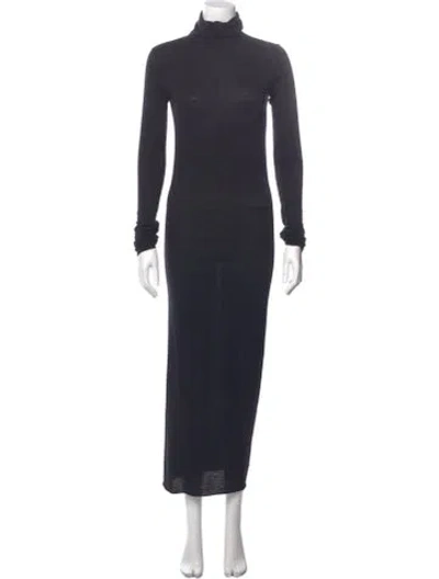 Pre-owned Rick Owens Turtleneck Long Dress In Black