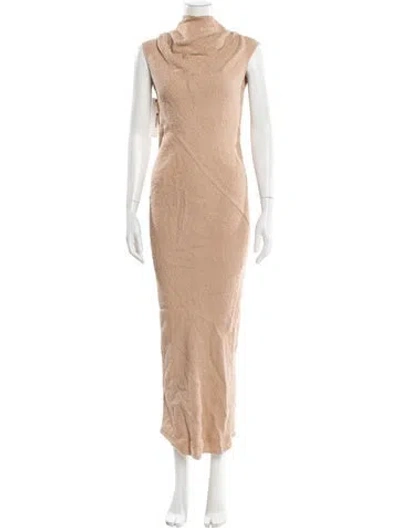 Pre-owned Rick Owens Turtleneck Long Dress In Neutral