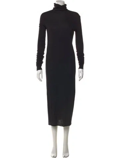 Pre-owned Rick Owens Turtleneck Midi Length Dress In Black