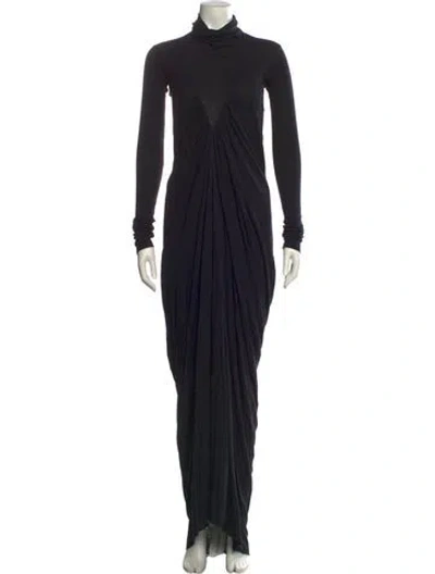 Pre-owned Rick Owens Turtleneck Midi Length Dress In Black