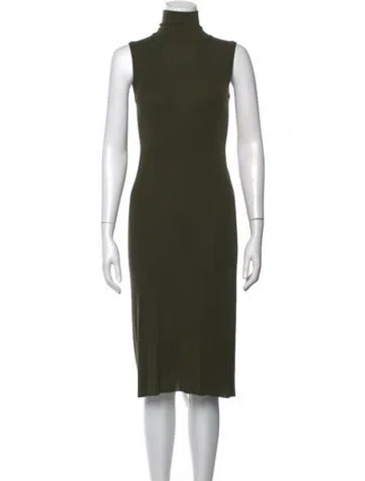 Pre-owned Rick Owens Turtleneck Midi Length Dress In Green