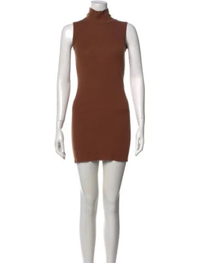 Pre-owned Rick Owens Turtleneck Mini Dress In Brown
