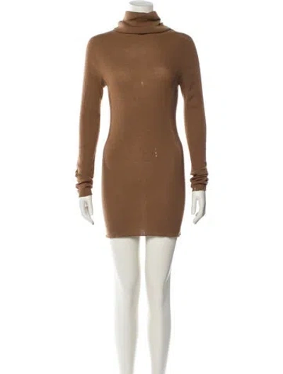 Pre-owned Rick Owens Turtleneck Mini Dress In Brown