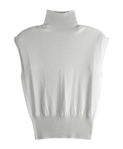 Rick Owens Turtleneck Sleeveless Ribbed Hem Top In Gray