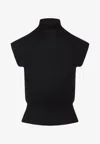 Rick Owens Short Sleeves Turtle Neck Top In Black