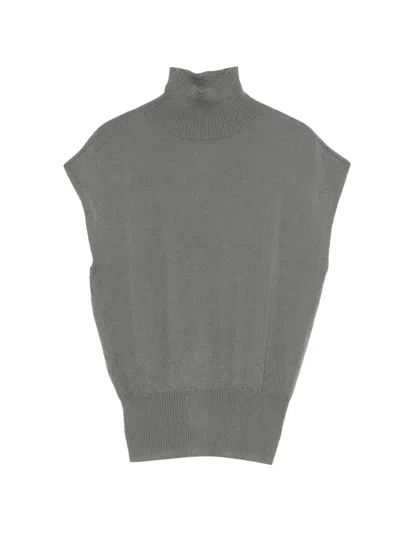 Rick Owens Turtleneck Sleeveless Top In Gray