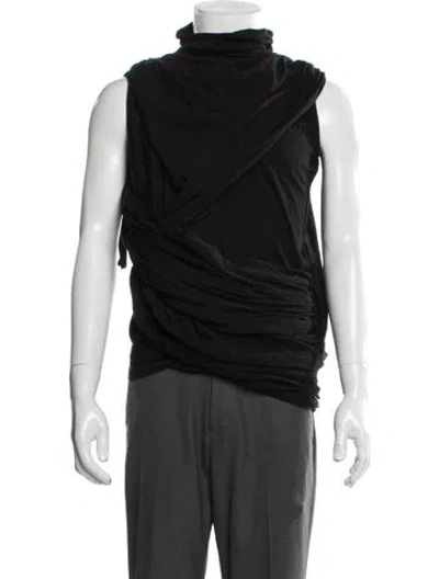 Pre-owned Rick Owens Turtleneck Sleeveless T-shirt In Black
