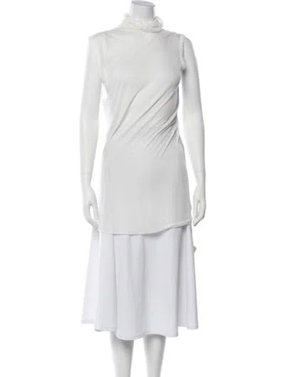 Pre-owned Rick Owens Turtleneck Sleeveless Tunic In White