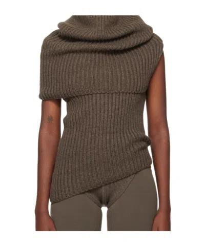 Rick Owens Gray Porterville Banded Turtleneck In 34 Dust