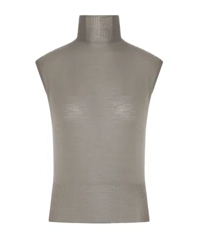 Rick Owens Light Weight Rasato Knit Top In Gray