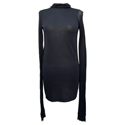 Rick Owens Turtleneck Sweater In Black Wool In Transparent