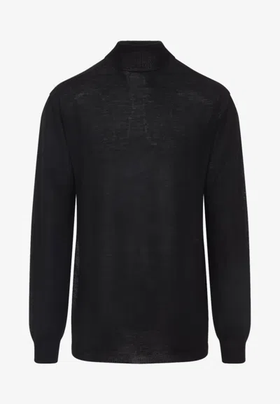 Rick Owens Oversized Turtle Neck Pullover In Black