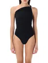Rick Owens Twist Bather One-shoulder Swimsuit In Black
