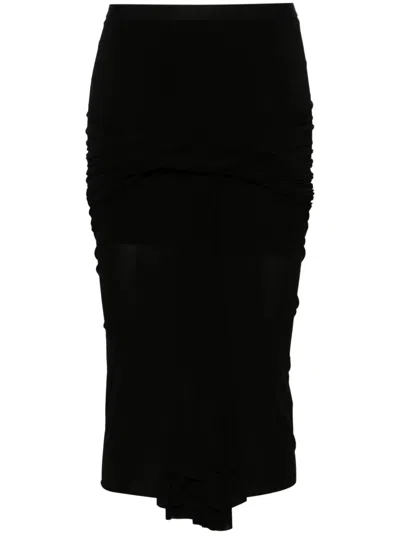 Rick Owens Twist-detailing Midi Skirt In Black