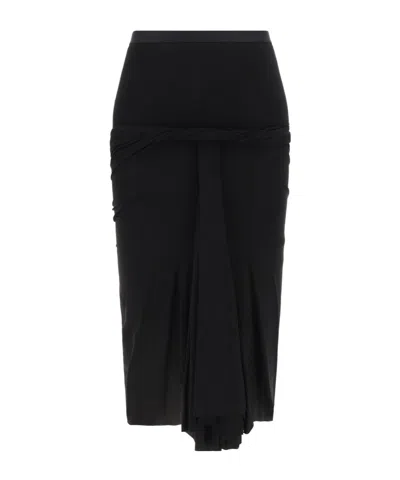 Rick Owens Twist-detailing Midi Skirt In Black
