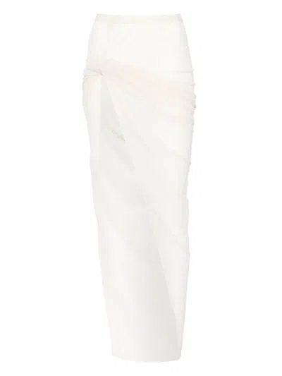Rick Owens Twist Edfu Asymmetric Skirt In Neutrals