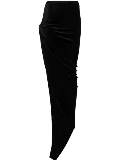 Rick Owens Twist Edfu Maxi Skirt In Black