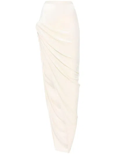 Rick Owens Twist Edfu Maxi Skirt In Neutrals
