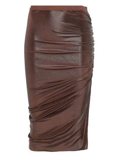 Rick Owens Twist Edfu Skirt In Brown