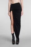 RICK OWENS TWIST EDFU SKIRT IN BLACK VISCOSE