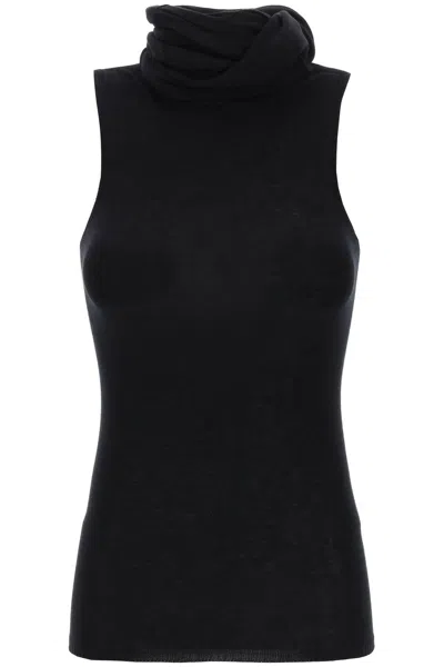 Rick Owens Top Smanicato In Maglia Twist In Black