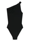 Rick Owens Twist Bather One-shoulder Swimsuit In Black