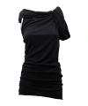Rick Owens Womens Black Twist Asymmetric Stretch-woven Top In Black