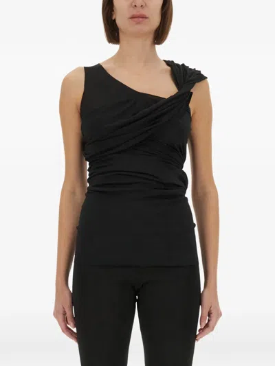 Rick Owens Lilies Rickowenslilies Twisted Asymmetric Top In Black