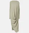 Rick Owens Twisted Draped Jersey Maxi Dress In Green