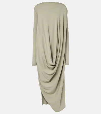 Rick Owens Twisted Draped Jersey Maxi Dress In Green