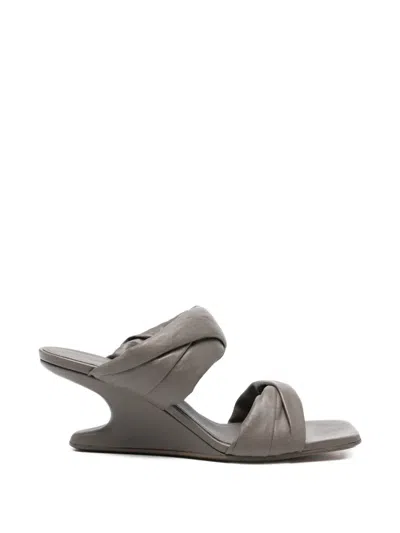 Rick Owens Twisted Lambskin Sandals In Gray