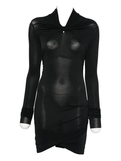 Rick Owens Twisted Long-sleeve Dress In Black