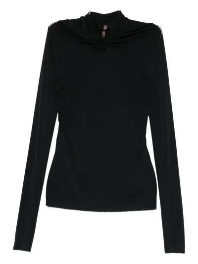 Rick Owens Twisted Long-sleeve Top In Black
