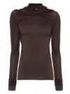 Rick Owens Twisted Long-sleeve Top In Brown